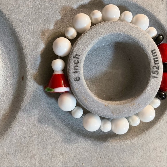Hand Crafted Santa Claus Hat Earrings and Stretch Bracelet Red White Christmas - Picture 6 of 7